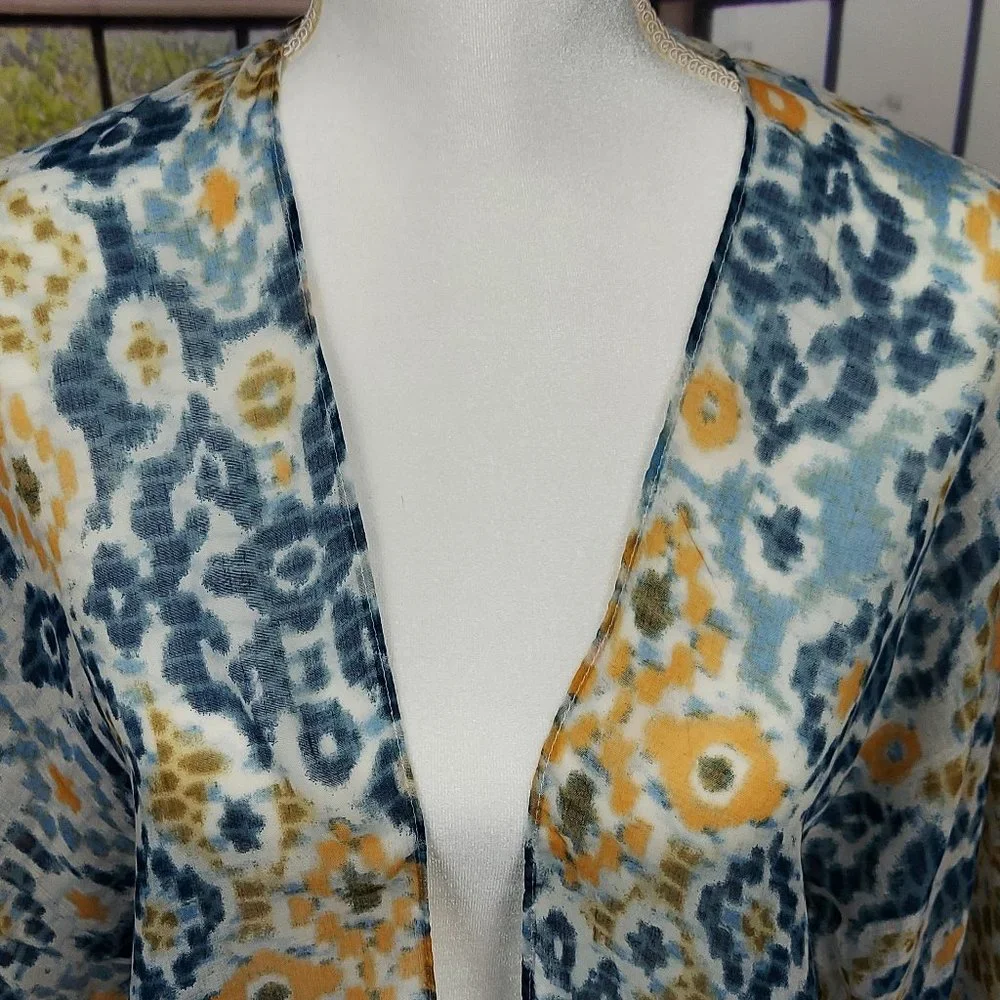NWT SONOMA WATERCOLOR IKAT LONG KIMONO (IVORY MULTI / OS)